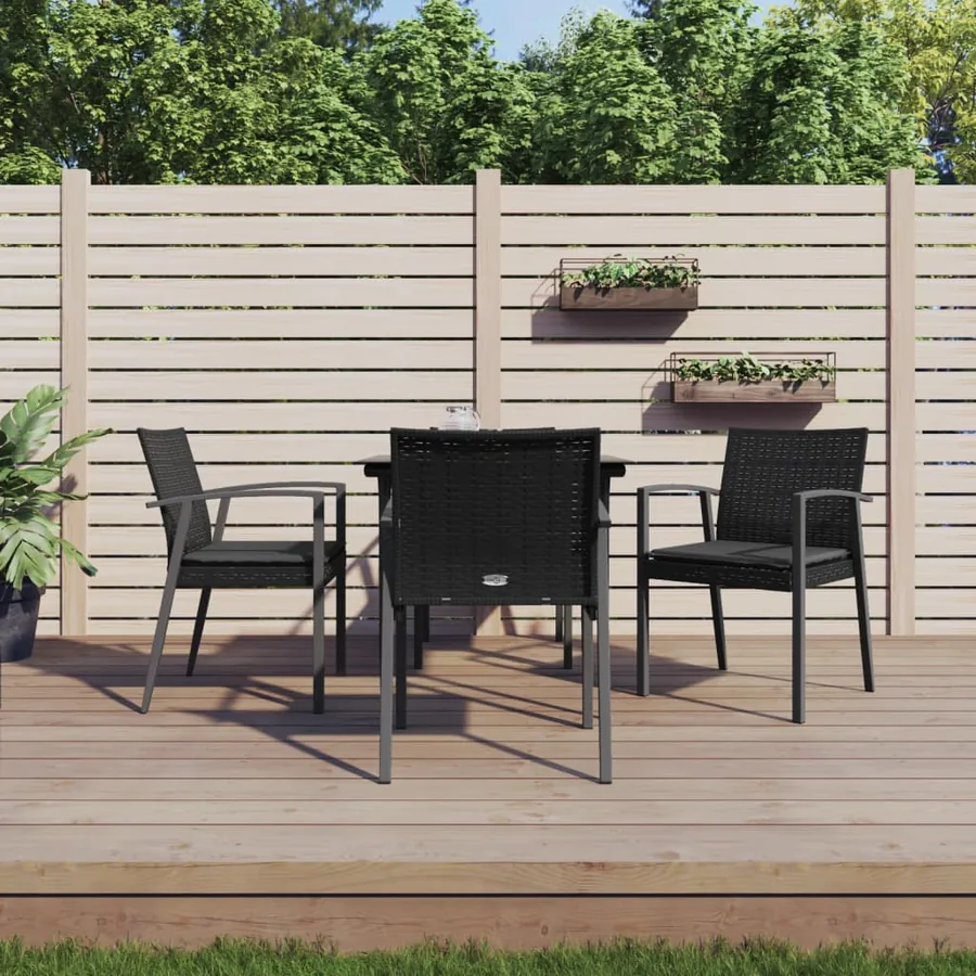 Ensemble à manger de jardin 5 pcs coussins résine tressée acier