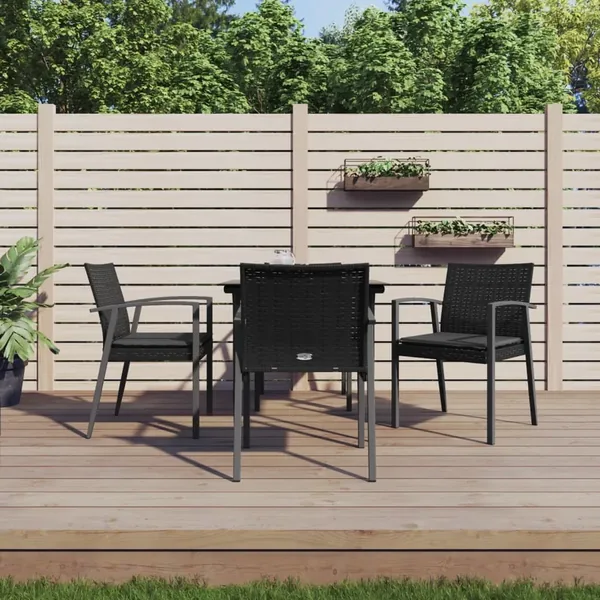 Ensemble à manger de jardin 5 pcs coussins résine tressée acier
