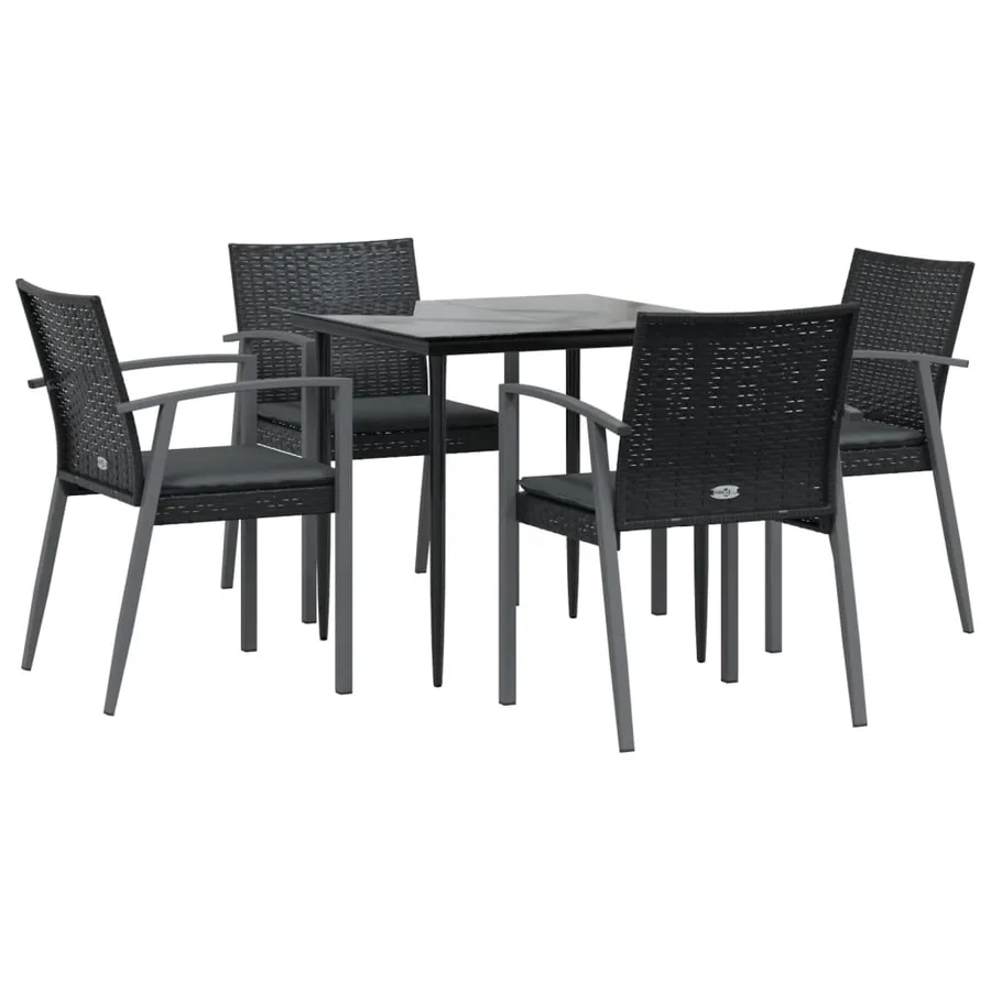 Ensemble à manger de jardin 5 pcs coussins résine tressée acier - 3