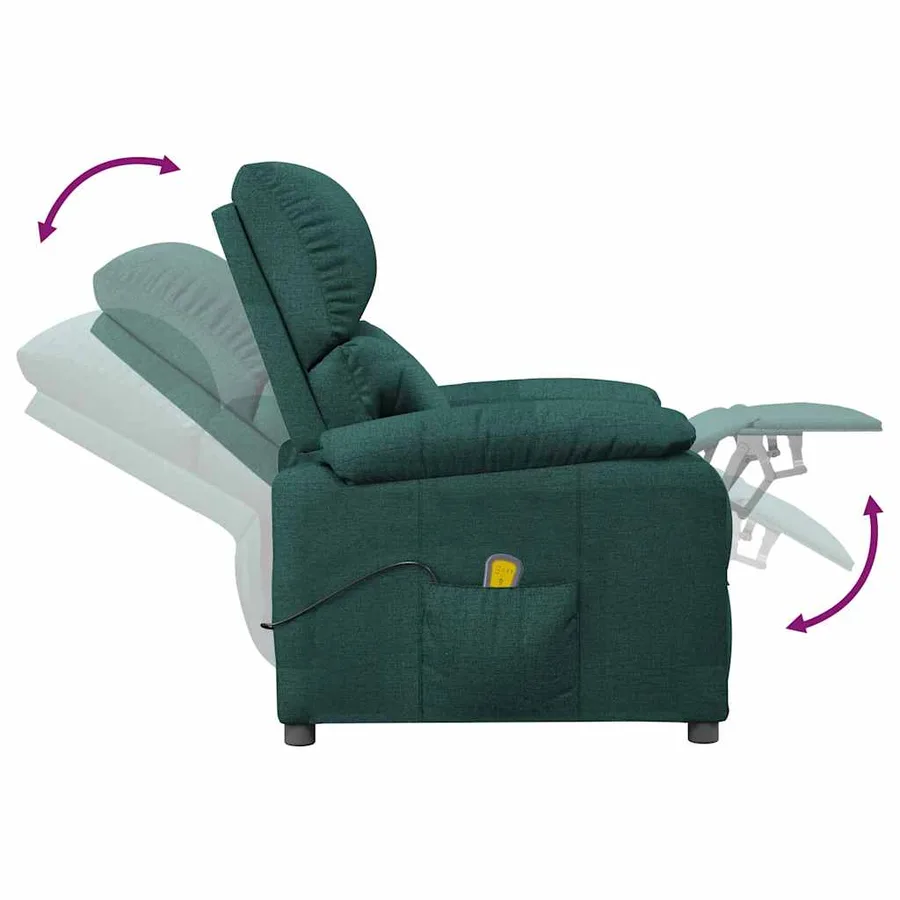 Fauteuil de massage Vert foncé Tissu - 7