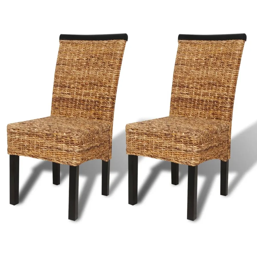Chaises à manger lot de 2 bois solide de manguier et abaca - 2