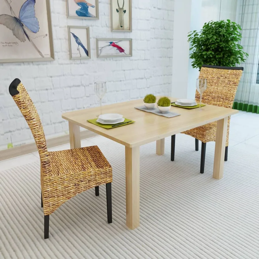 Chaises à manger lot de 2 bois solide de manguier et abaca - 3