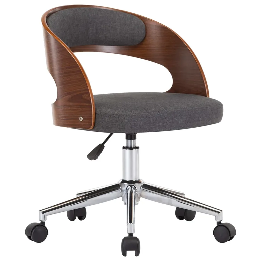 Chaise pivotante à manger Gris Bois courbé et tissu - 2
