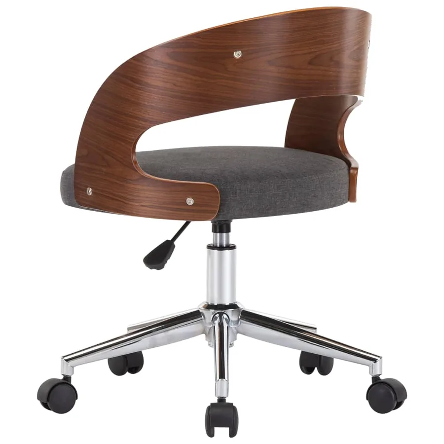 Chaise pivotante à manger Gris Bois courbé et tissu - 4