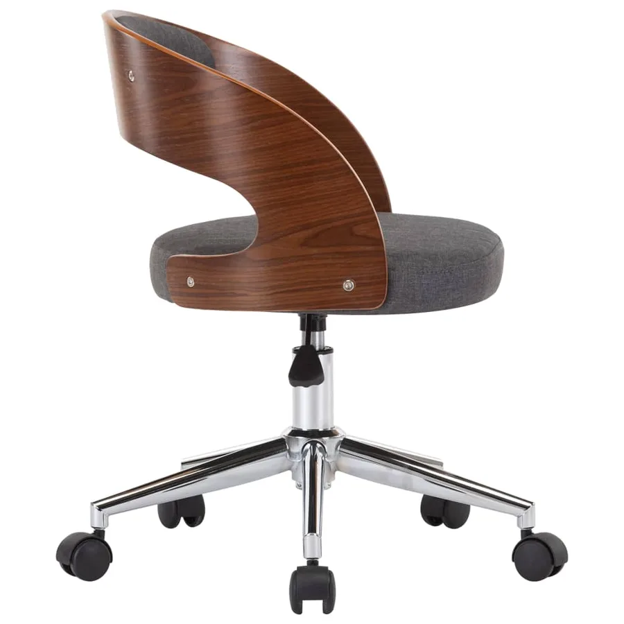 Chaise pivotante à manger Gris Bois courbé et tissu - 5