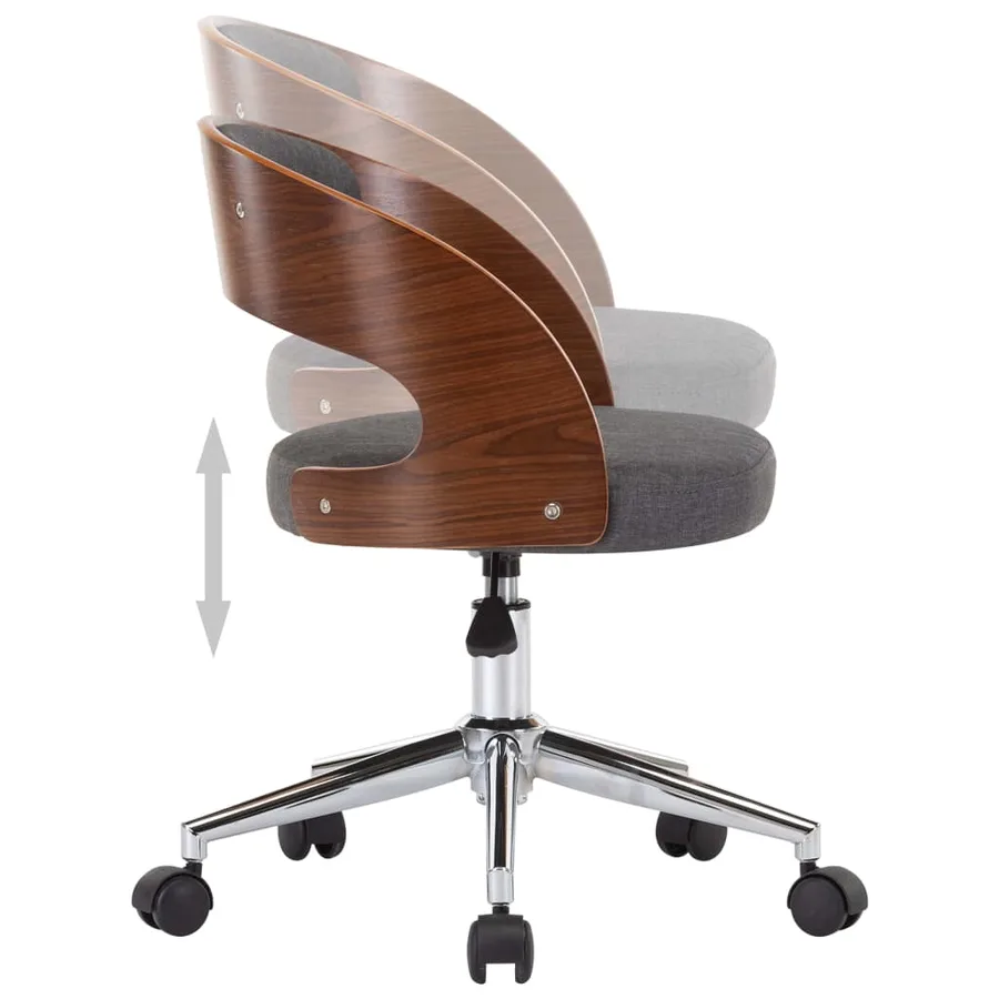 Chaise pivotante à manger Gris Bois courbé et tissu - 6