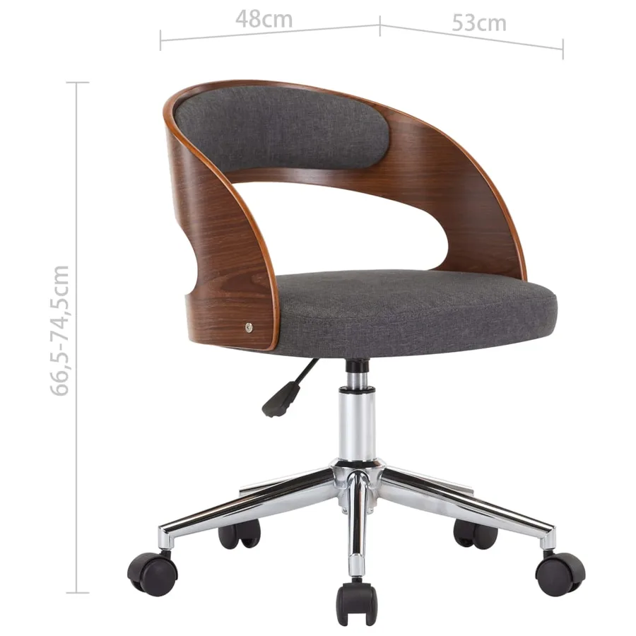 Chaise pivotante à manger Gris Bois courbé et tissu - 9