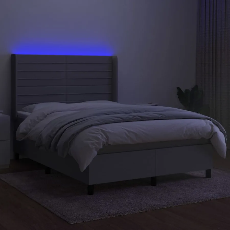 Sommier à lattes de lit matelas LED Gris clair 140x200 cm Tissu - 3