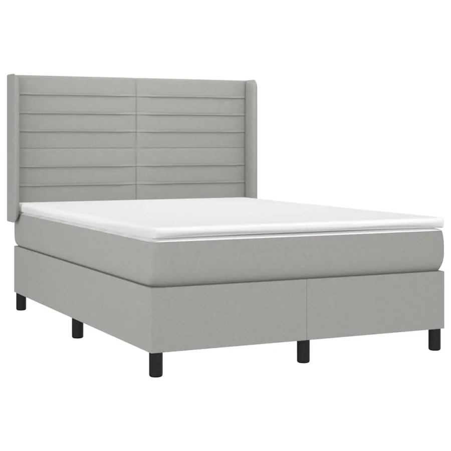 Sommier à lattes de lit matelas LED Gris clair 140x200 cm Tissu - 4