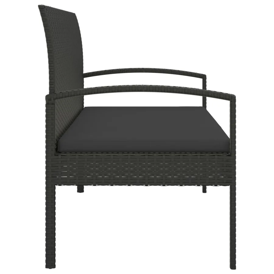 Banc de jardin avec coussin noir 105 cm résine tressée - 4