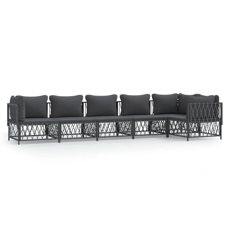Salon de jardin avec coussins 6 pcs anthracite acier - 2