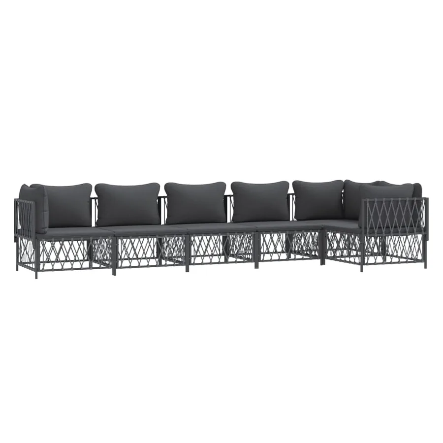 Salon de jardin avec coussins 6 pcs anthracite acier - 3