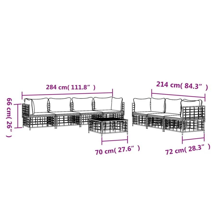 Salon de jardin 8 pcs avec coussins anthracite résine tressée - 9