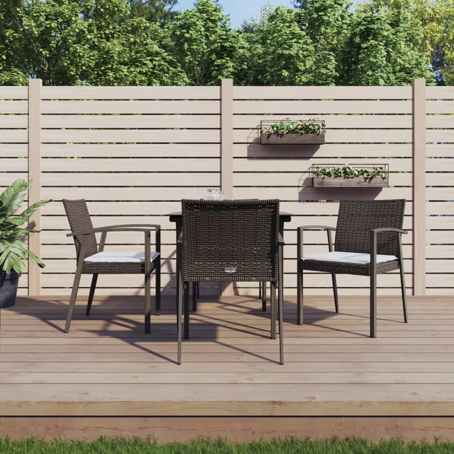 Ensemble à manger de jardin 5 pcs coussins résine tressée acier
