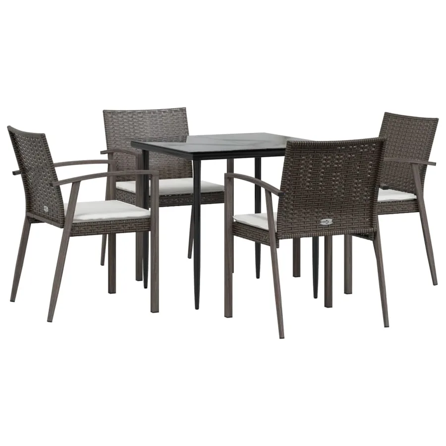 Ensemble à manger de jardin 5 pcs coussins résine tressée acier - 3
