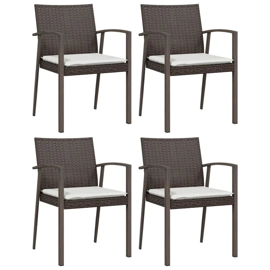 Ensemble à manger de jardin 5 pcs coussins résine tressée acier - 4