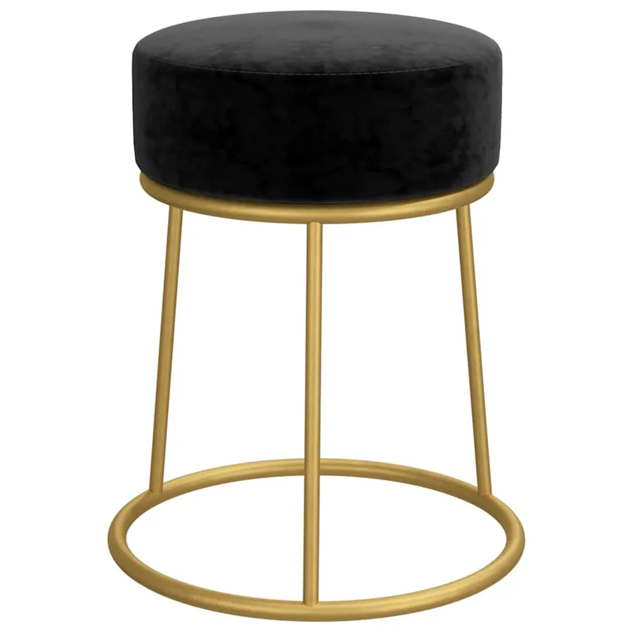 Tabouret rond Noir Velours - 3
