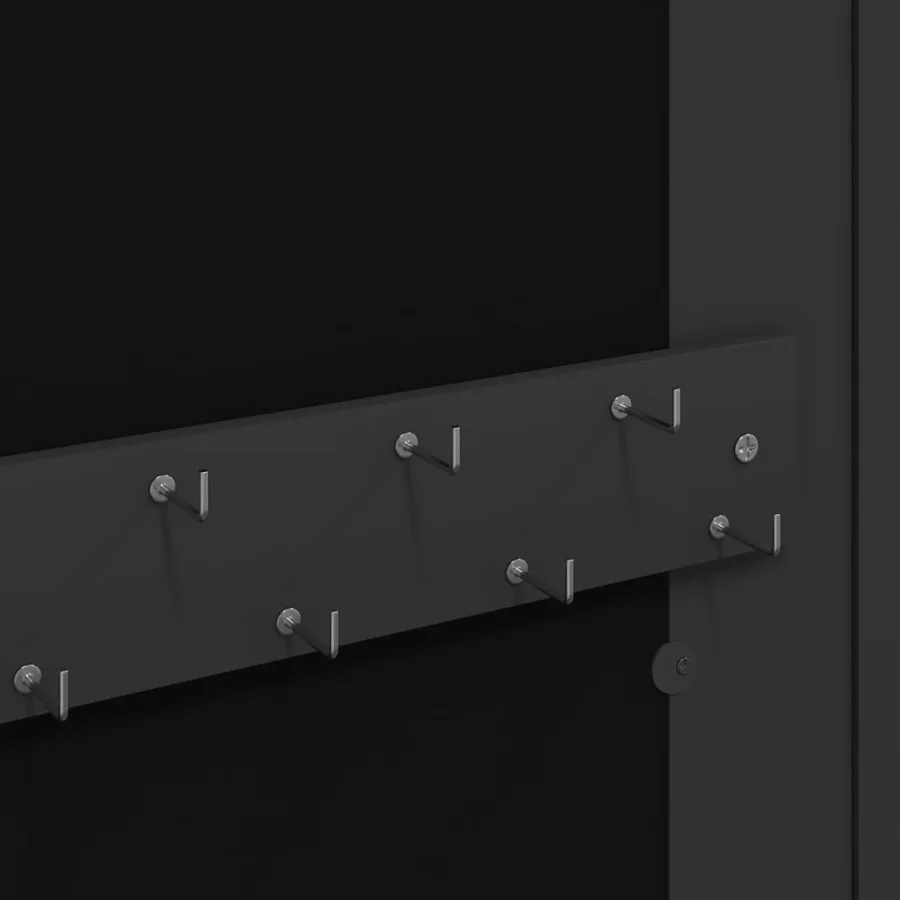 Armoire à bijoux avec miroir murale noir 30x8,5x67 cm - 8
