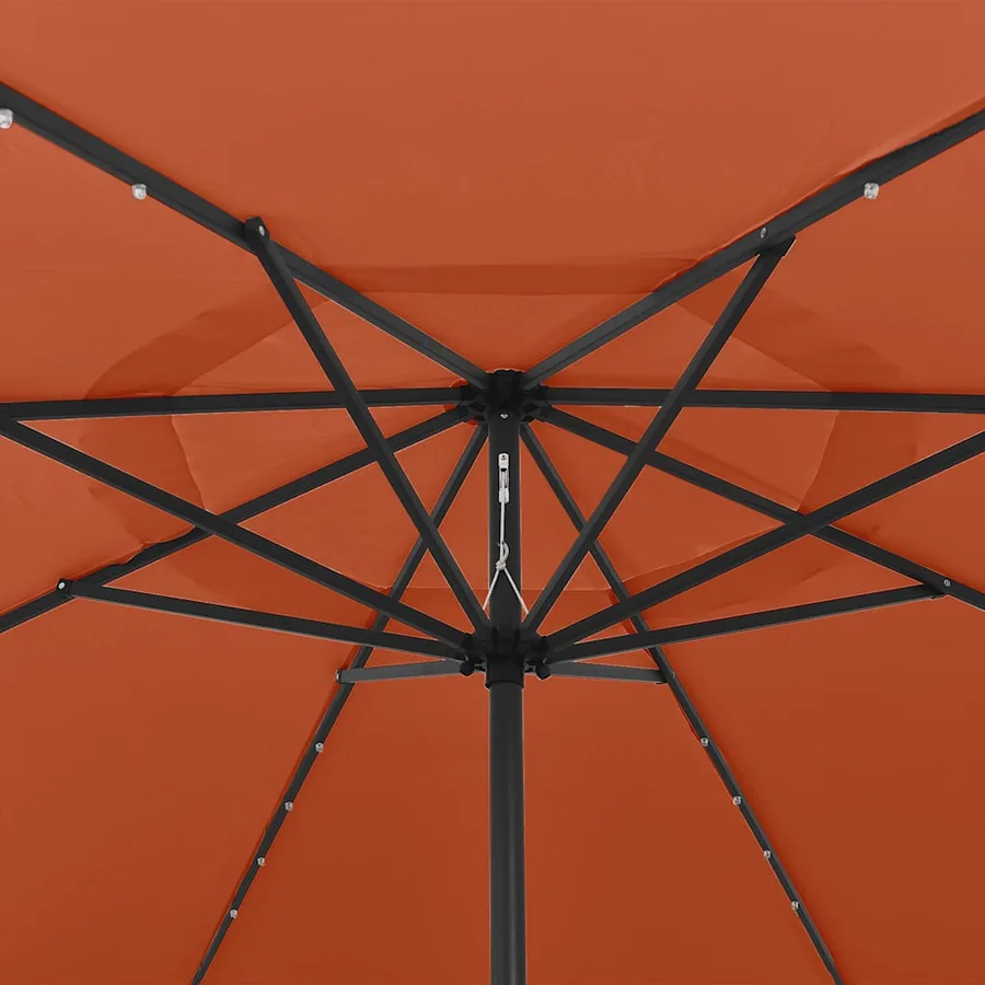 Parasol de jardin avec lumières LED et mât en métal terre cuite - 4
