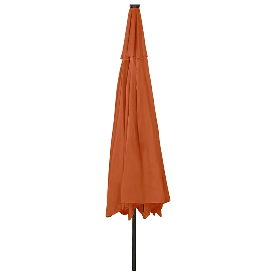Parasol de jardin avec lumières LED et mât en métal terre cuite - 5
