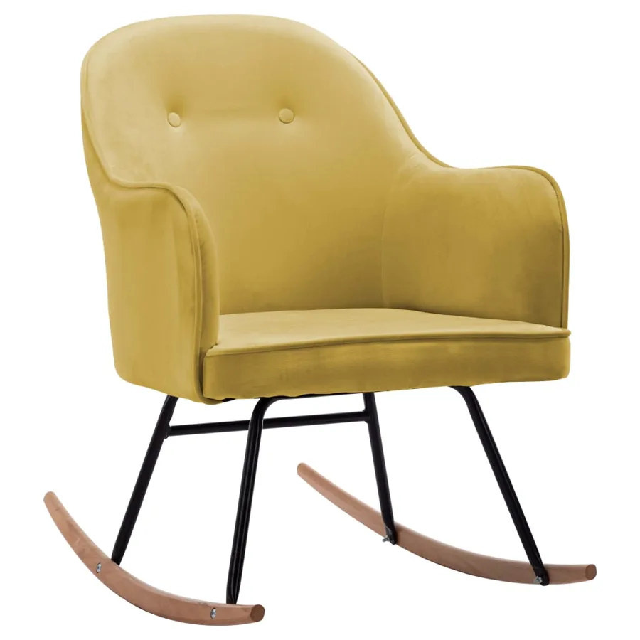 Chaise à bascule Jaune moutarde Velours - 2