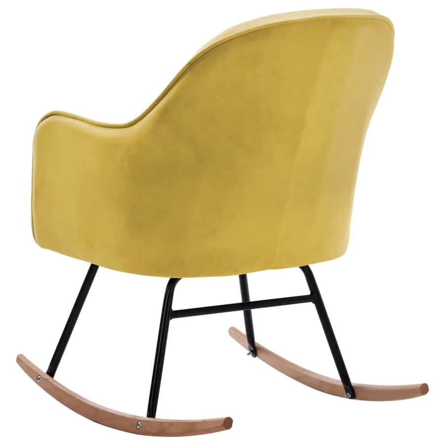 Chaise à bascule Jaune moutarde Velours - 5