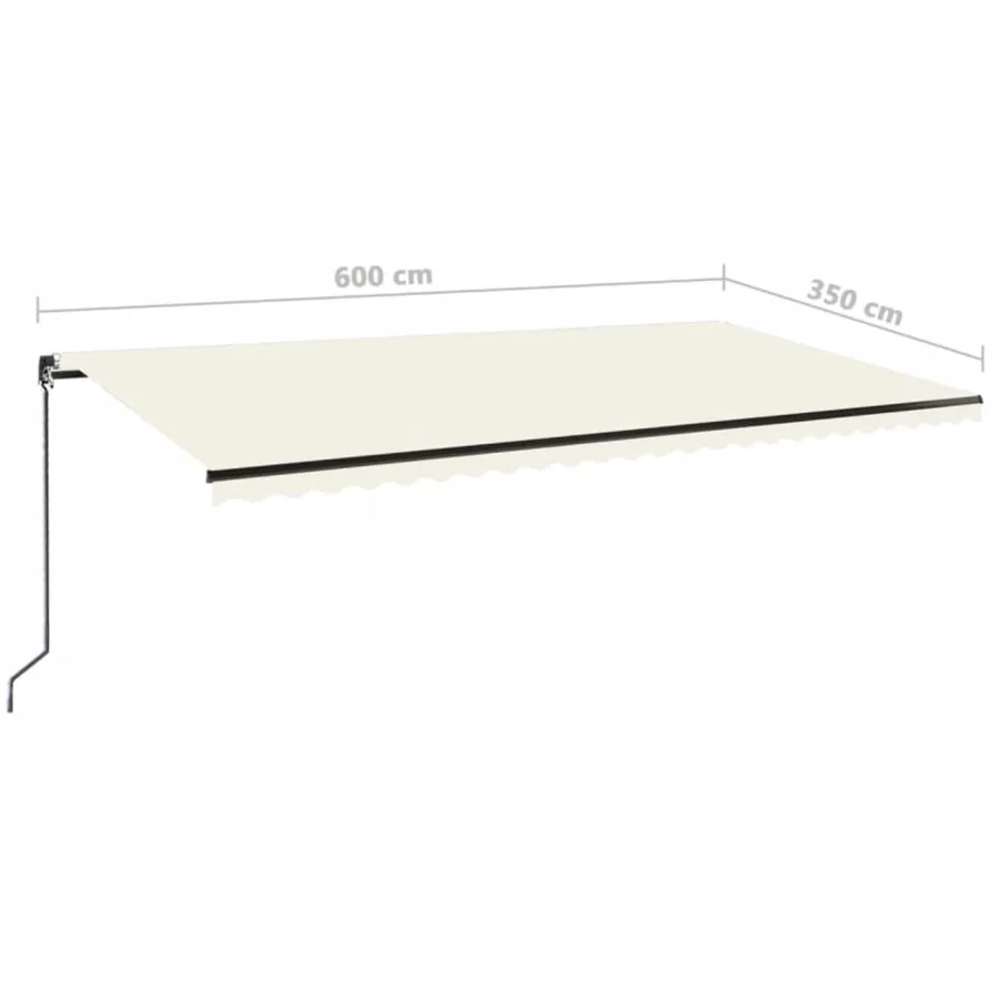 Auvent manuel rétractable avec LED 600x350 cm Crème - 7
