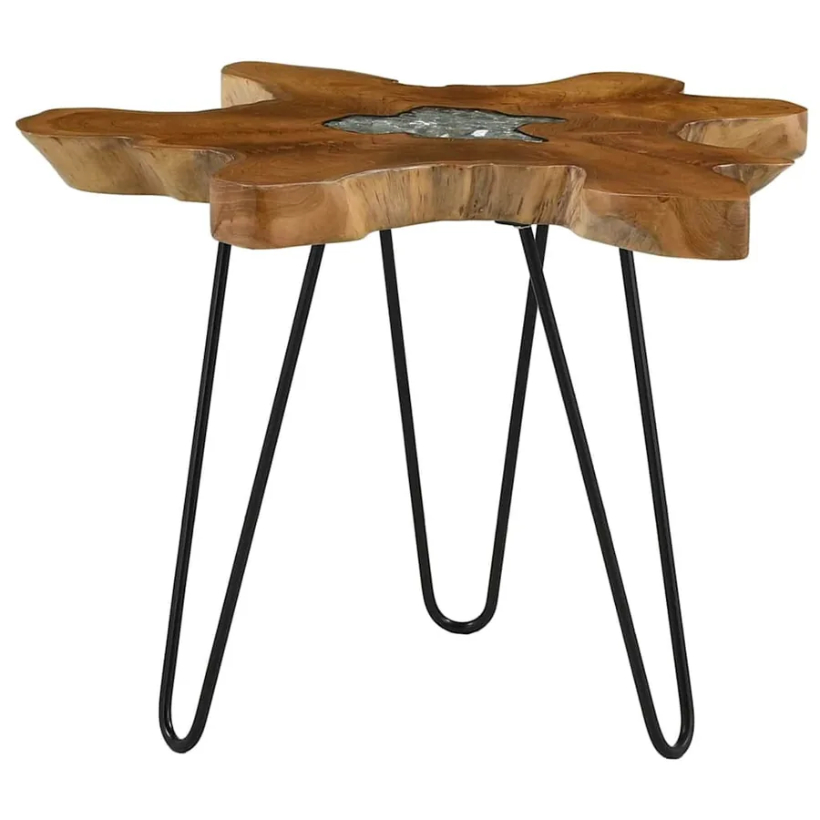 Table basse 70x45 cm Bois de teck massif et polyrésine
