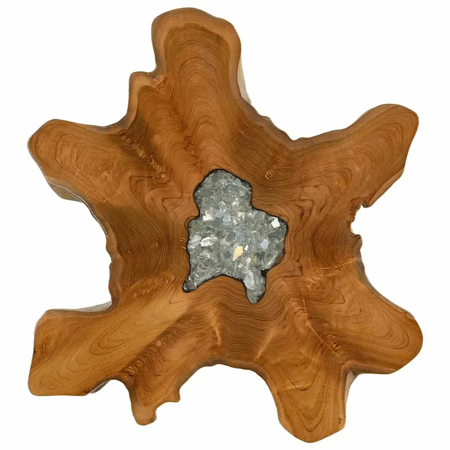 Table basse 70x45 cm Bois de teck massif et polyrésine - 3