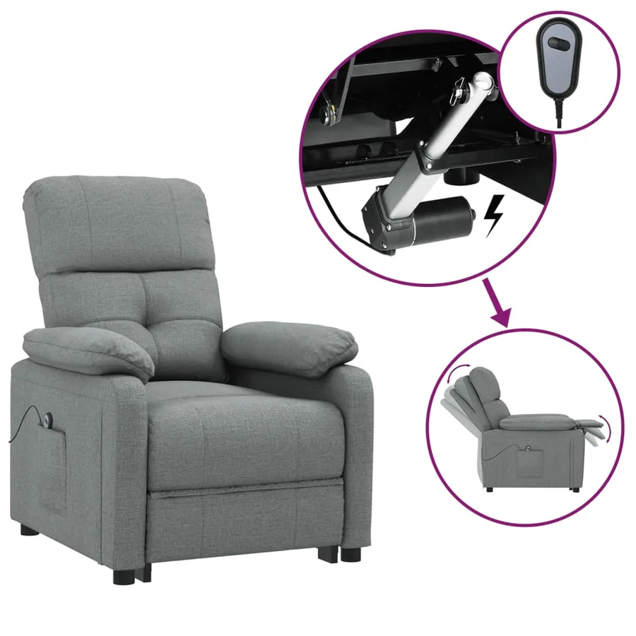 Fauteuil inclinable électrique Gris foncé Tissu - 2