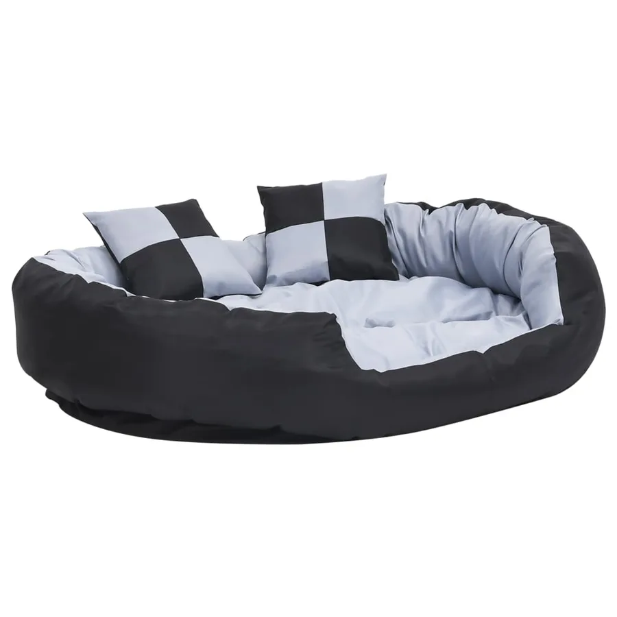 Coussin réversible lavable pour chien Gris et noir 110x80x23 cm - 2