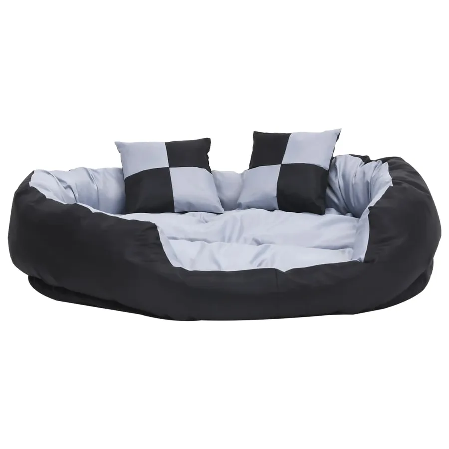 Coussin réversible lavable pour chien Gris et noir 110x80x23 cm - 4