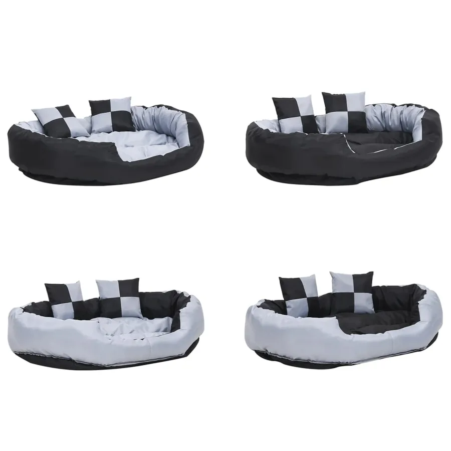 Coussin réversible lavable pour chien Gris et noir 110x80x23 cm - 9