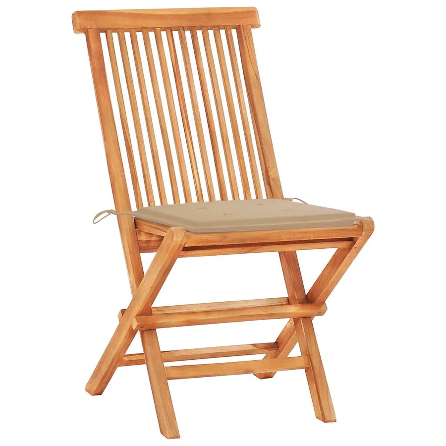 Ensemble de bistro 3pcs avec coussins beige Bois de teck massif - 6