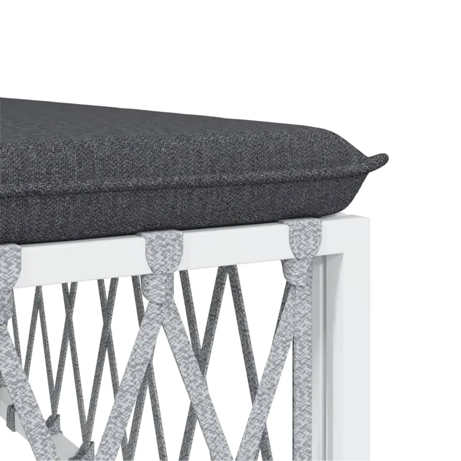 Salon de jardin avec coussins 5 pcs blanc acier - 7
