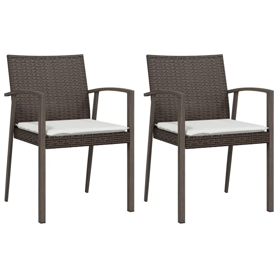 Ensemble à manger de jardin 3 pcs coussins résine tressée acier - 4
