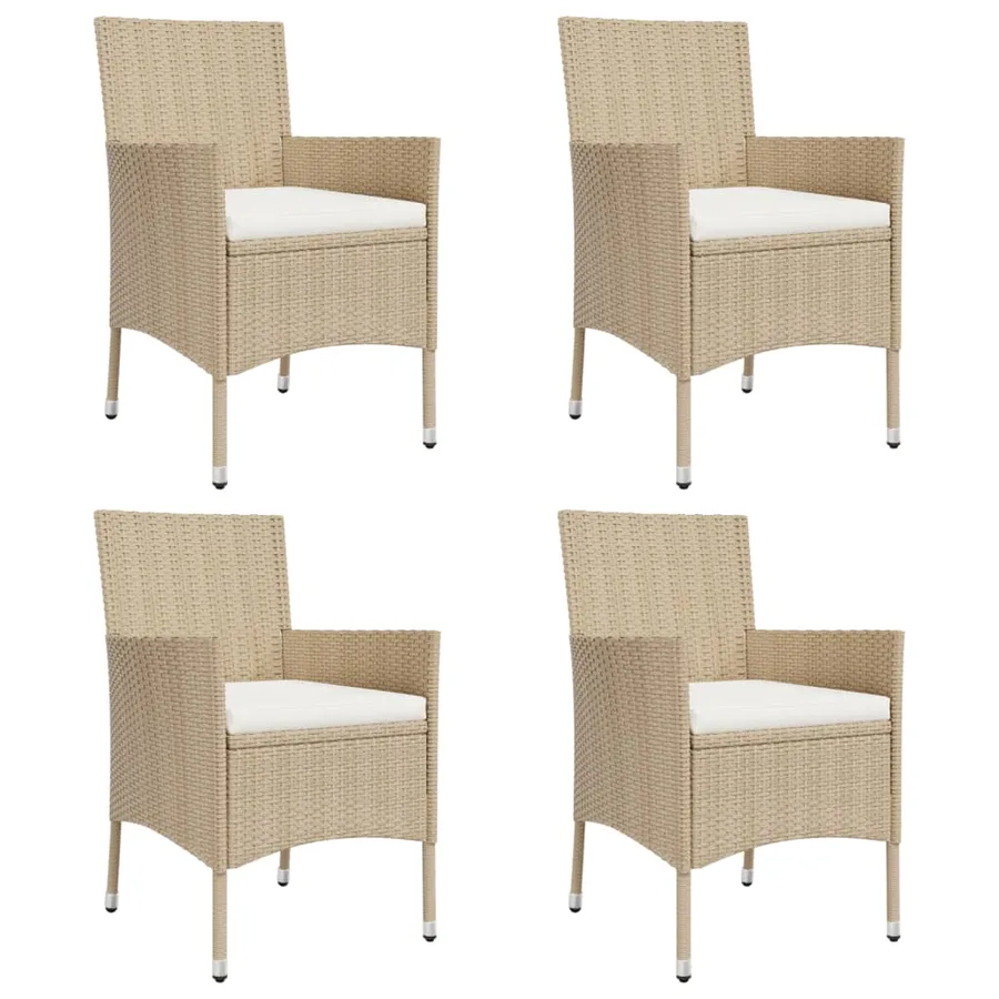 Ensemble à manger de jardin avec coussins 5pcs Beige poly rotin - 4