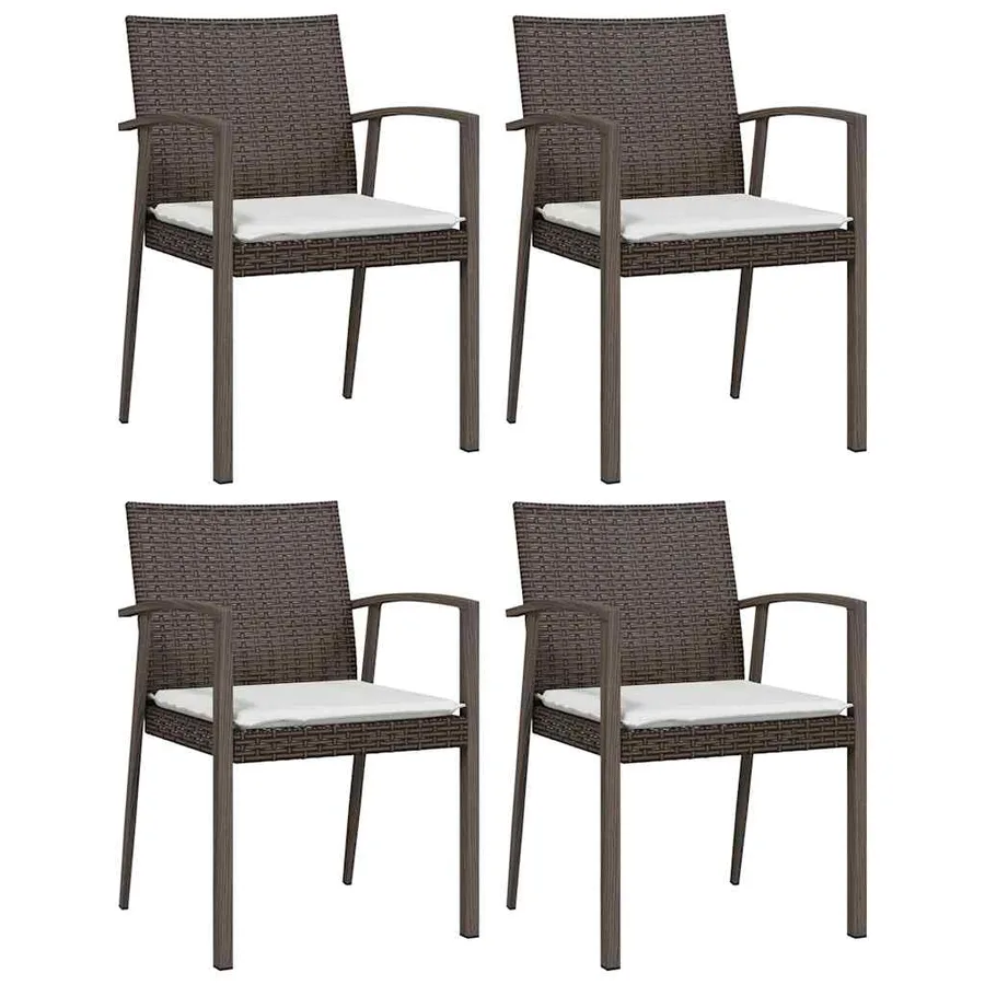 Ensemble à manger de jardin 5 pcs coussins résine tressée acier - 4