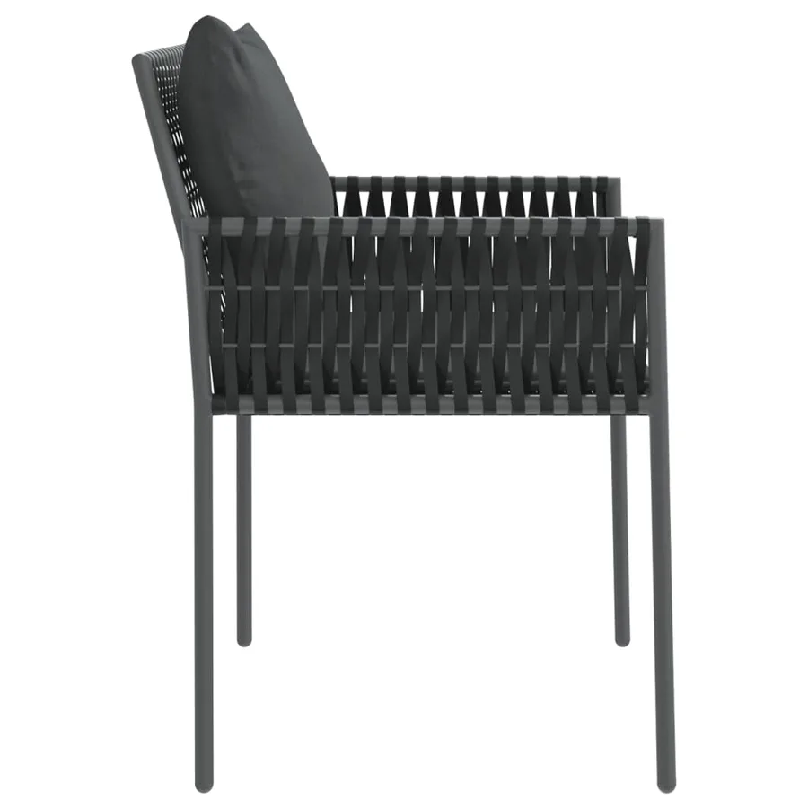 Chaises de jardin avec coussins lot de 6 noir 54x61x83 cm rotin - 5