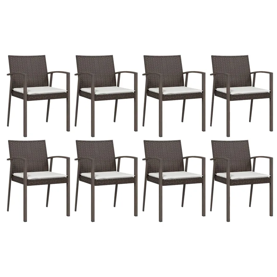 Ensemble à manger de jardin 9 pcs coussins résine tressée acier - 4