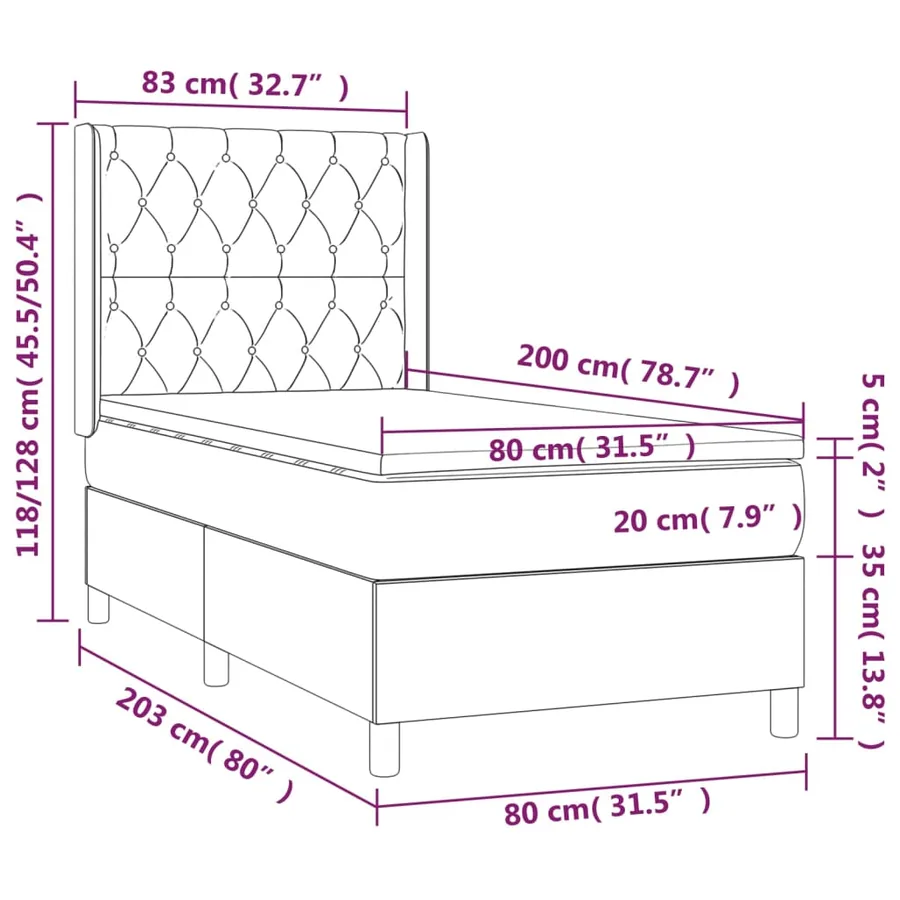 Sommier à lattes de lit et matelas Rose 80x200 cm Velours - 7