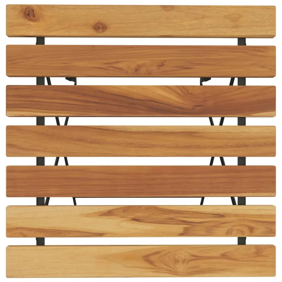 Table de bistro pliante 55x54x71cm Bois de teck solide et acier - 5