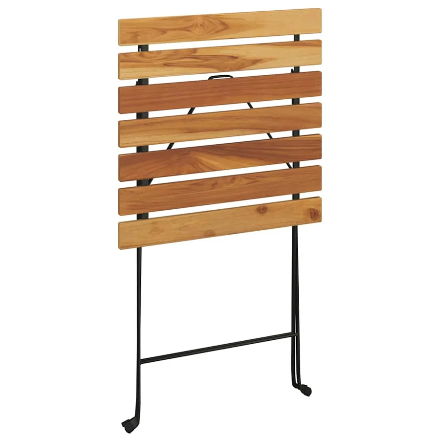 Table de bistro pliante 55x54x71cm Bois de teck solide et acier - 6