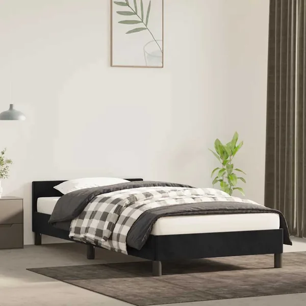 Cadre de lit sans matelas noir 100x200 cm velours