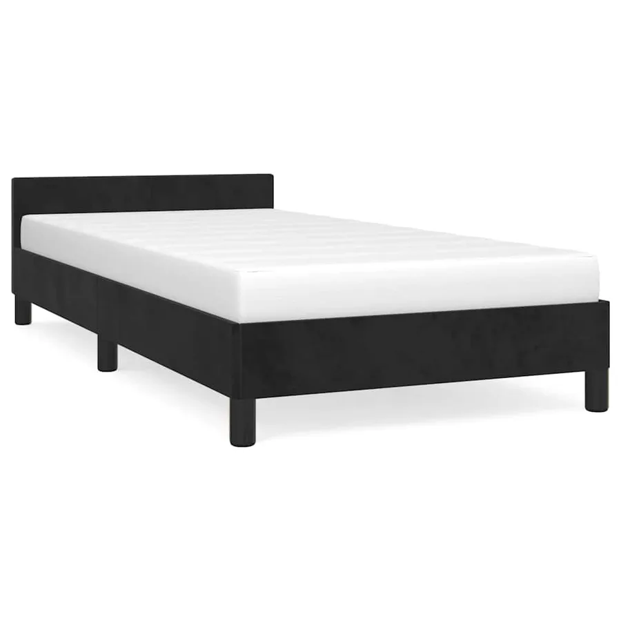 Cadre de lit sans matelas noir 100x200 cm velours - 2