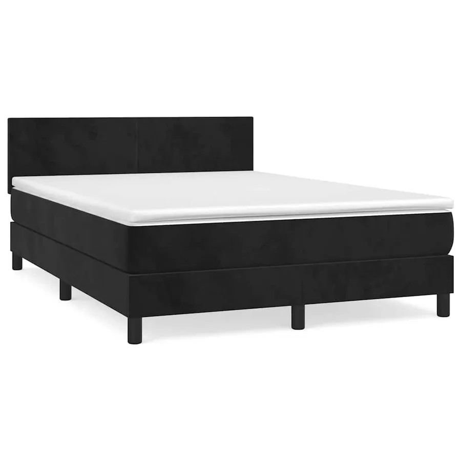 Sommier à lattes de lit avec matelas Noir 140x200 cm Velours - 2