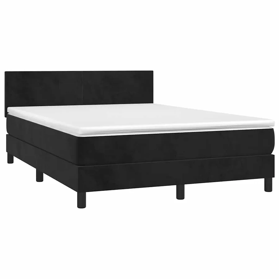 Sommier à lattes de lit avec matelas Noir 140x200 cm Velours - 3