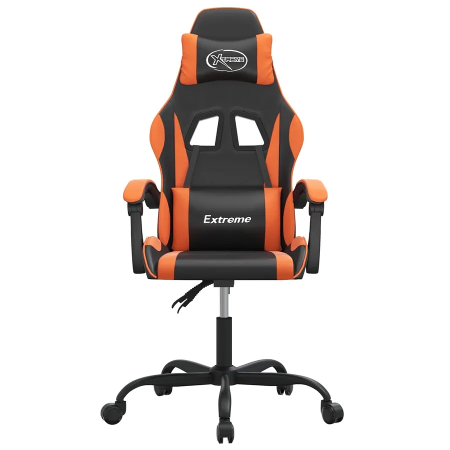 Chaise de jeu pivotante Noir et orange Similicuir - 3
