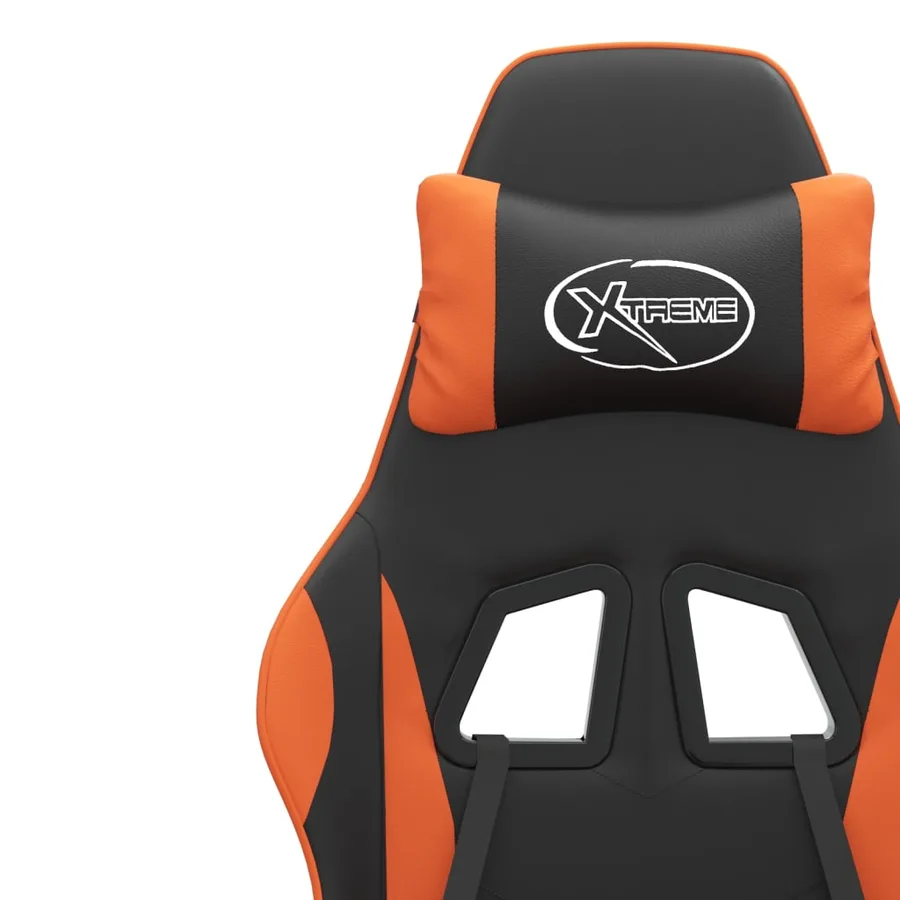 Chaise de jeu pivotante Noir et orange Similicuir - 9
