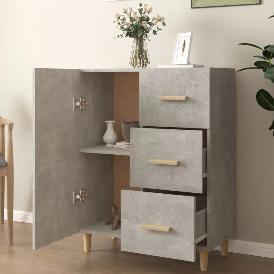 Buffet gris béton 69,5x34x90 cm bois d'ingénierie - 3